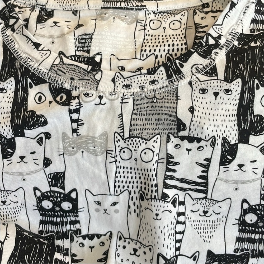 Sleep Sense Cat Print Sleep and Lounge Top